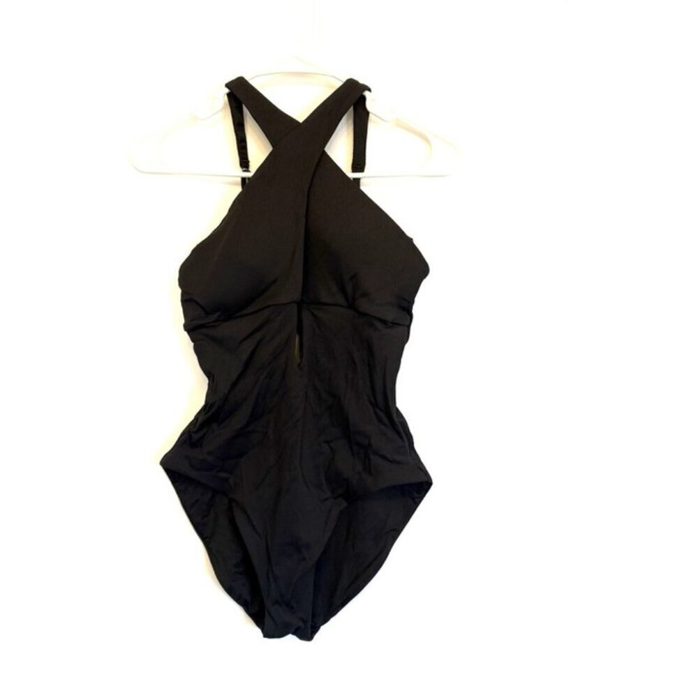 Becca Women’s Size Large Black Low Back One Piece Swimsuit